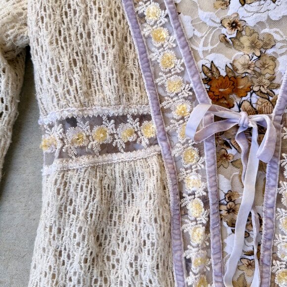 Y2K Ethereal FairyCore Knit & Lace Cardigan - Picture 4 of 8